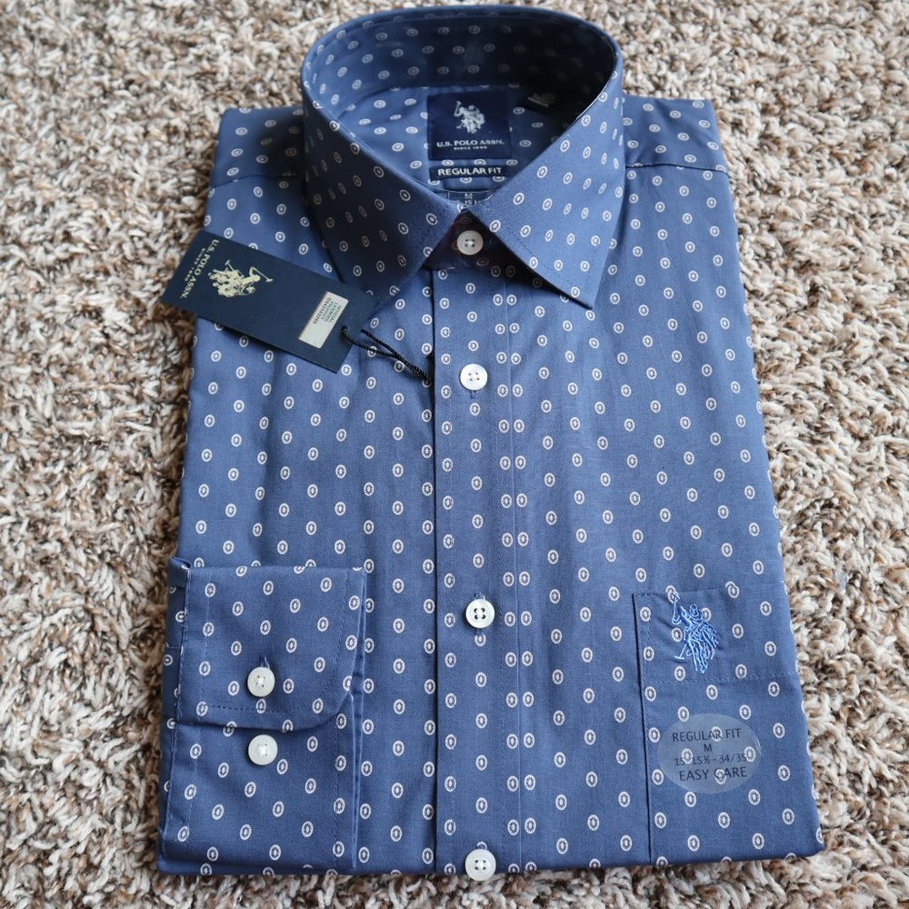 US POLO ASSN Men Long Sleeve Dress Shirt Size M